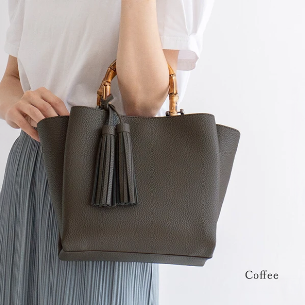 Bamboo Handle Fringe Mini Bag | 2-Way Shoulder & Handbag | Tassel Detail -  Écru Doux