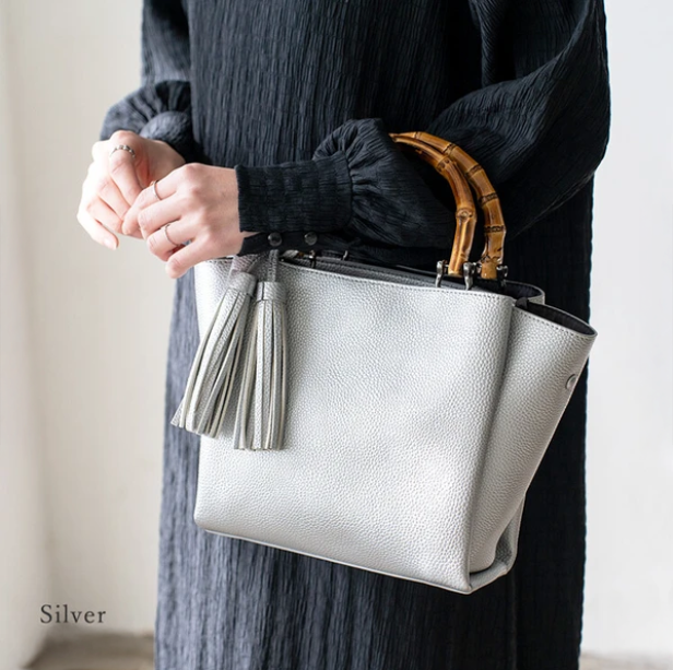 Bamboo Handle Fringe Mini Bag | 2-Way Shoulder & Handbag | Tassel Detail -  Écru Doux